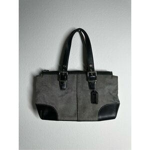Coach Black and White Bucket Bag LO43-1842 Canvas Leather Black